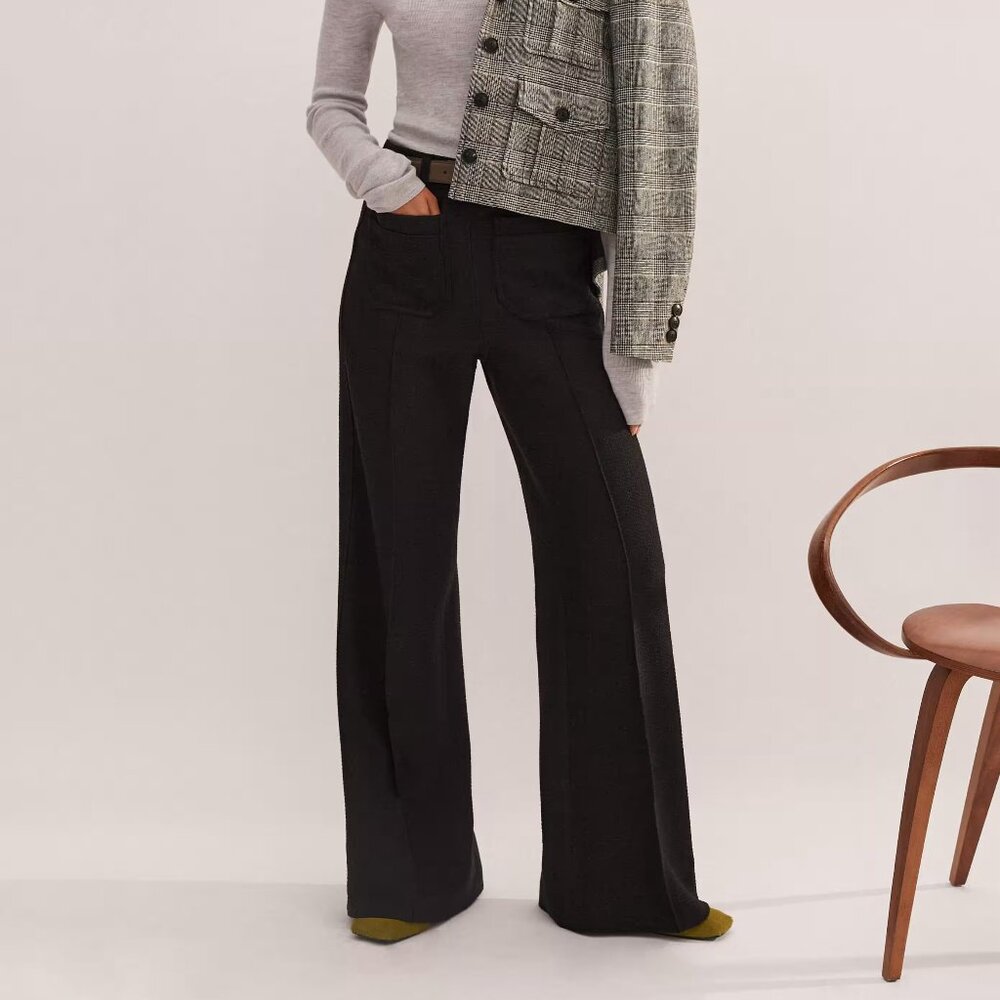 NWOT JOHN RICHMOND Flare Bell Bottom Bootut Dress Pants Trousers  in Black